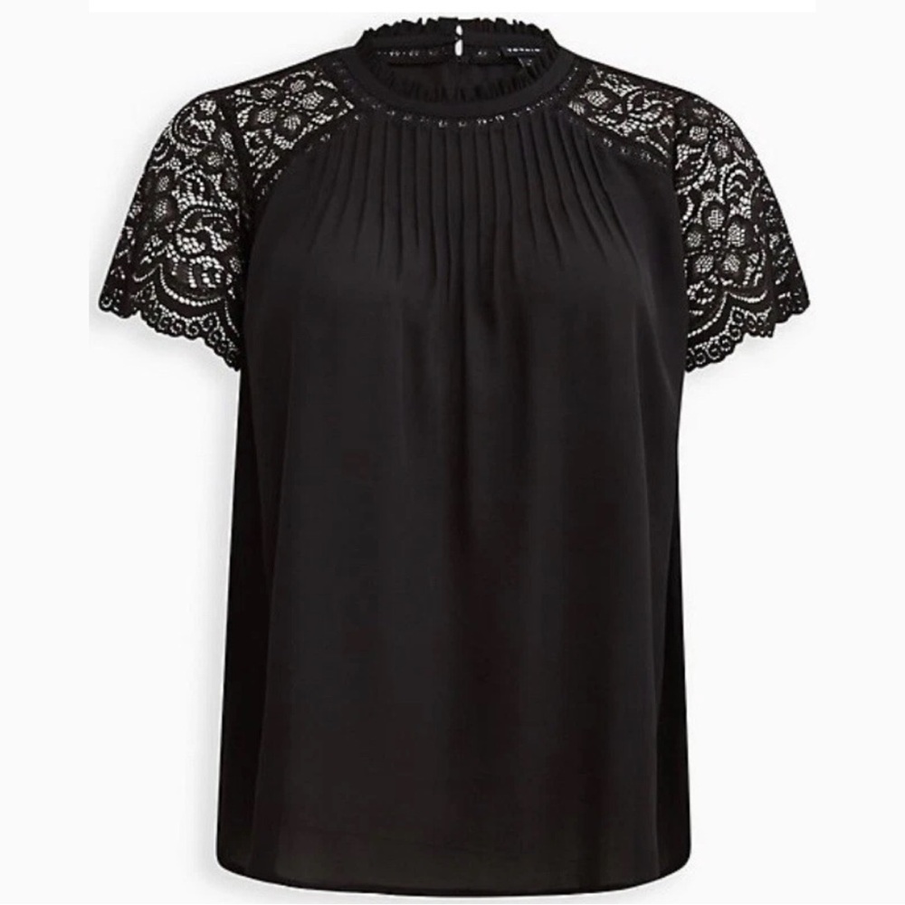 Torrid Georgette Lace Trim Blouse